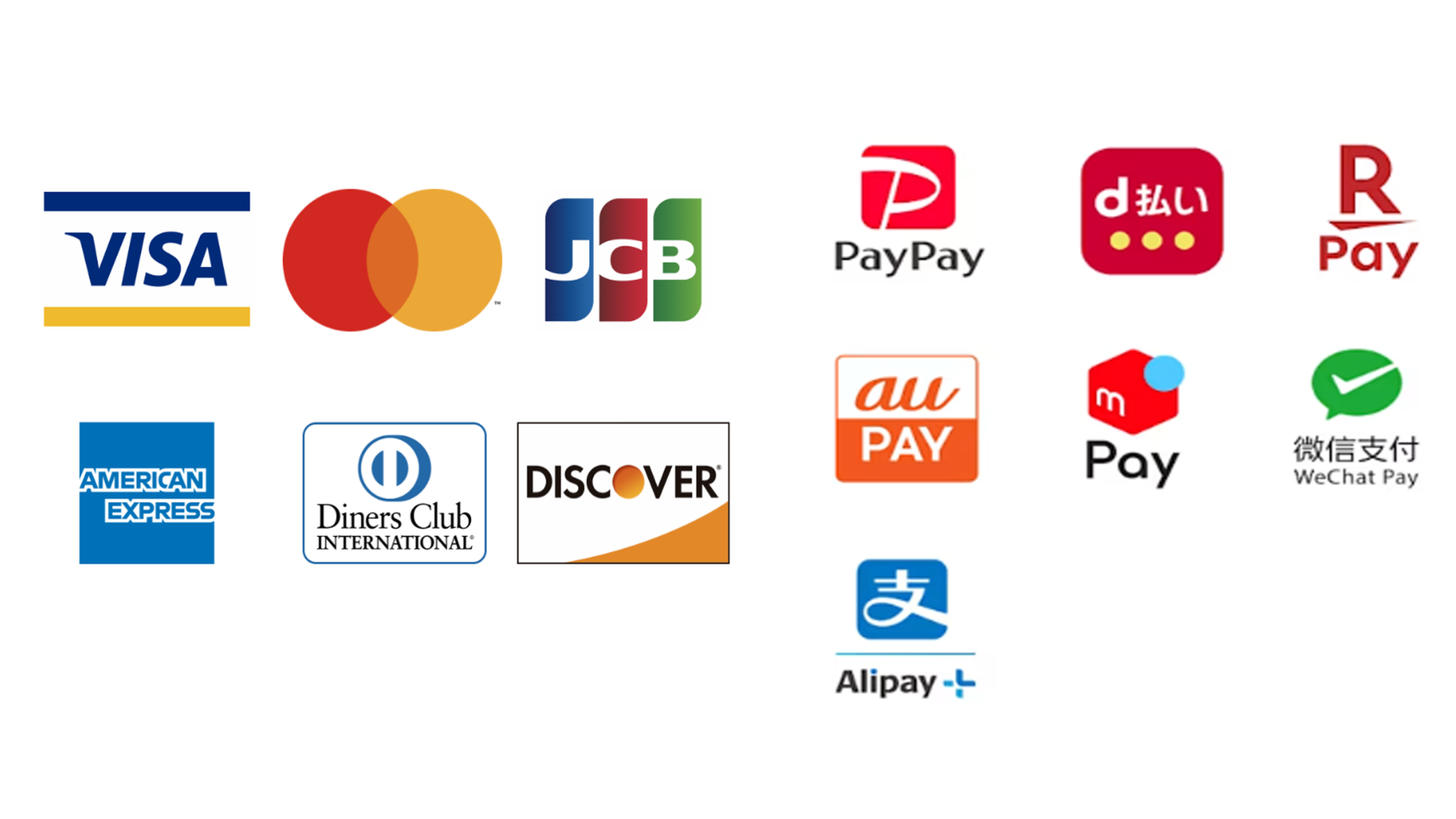 各種クレジットカードとQRコード決済が可能です